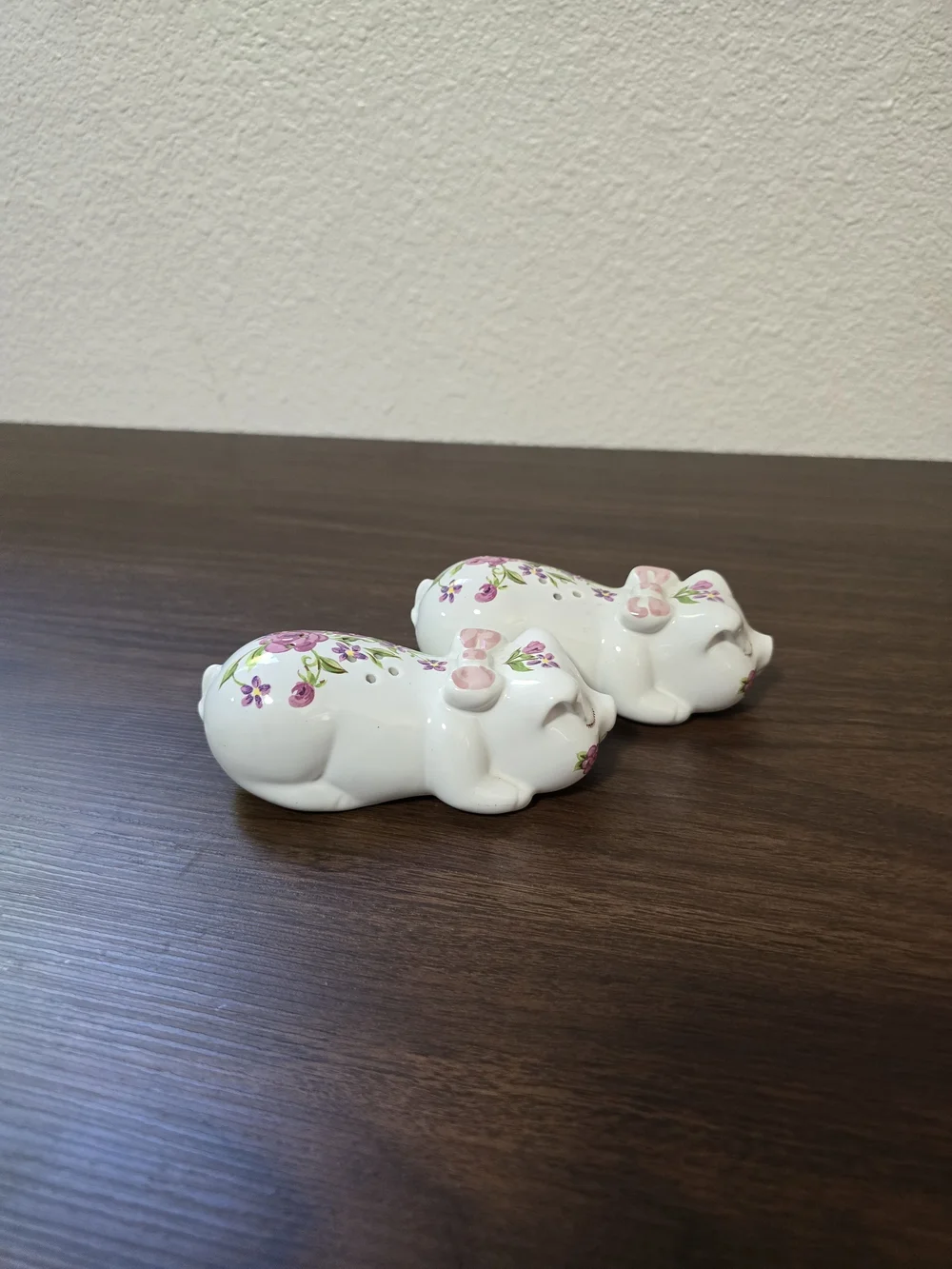 Vintage 1978 AVON Floral Ceramic Salt and Pepper Shakers - White with Pink Roses